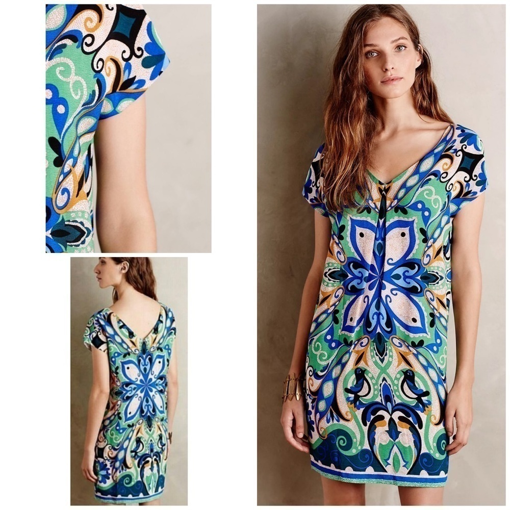 Maeve Folksong Birds Floral Paisley Shift Dress